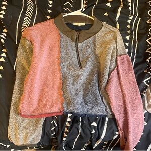 Colorblock Zip-Up Women Top